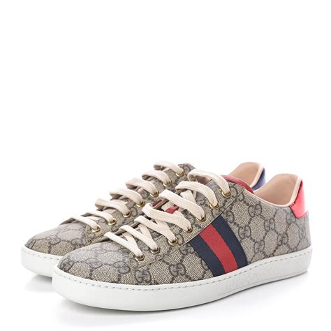 Gucci GG Supreme Ace Strawberry Sneakers Beige Multi 